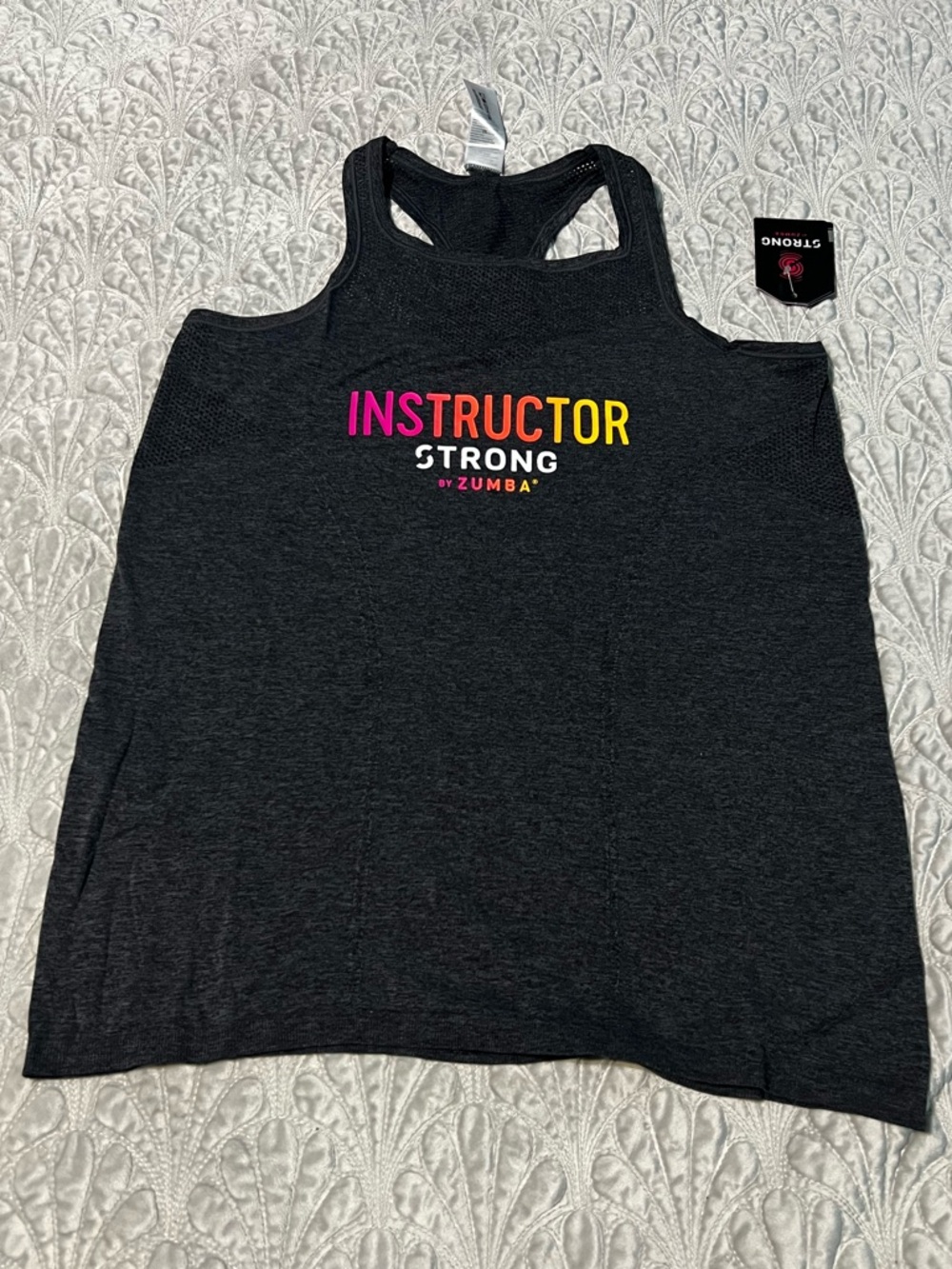 Zumba Fitness Instructor Strong by Zumba Women's Black seamless Tank Top nwt